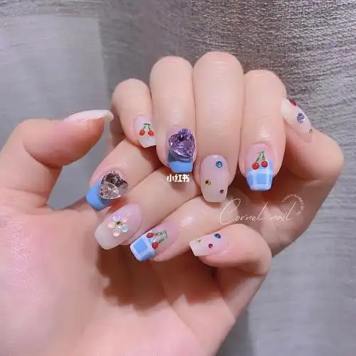 夏日樱桃美甲可爱活泼清新美甲