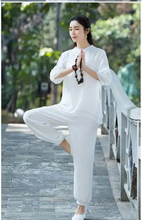 太极服女夏季高端飘逸太极拳练功服2022新款太极服薄款棉麻 灰色 m