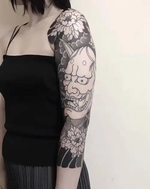 老传统七分袖般若花臂 未完待续纹身图片_手部手臂新传统老传统般若