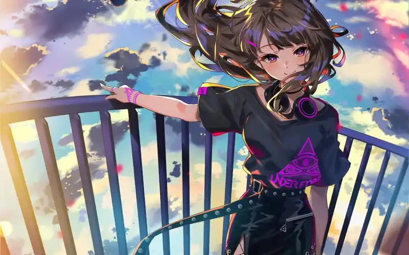 二次元甜美少女插画桌面壁纸