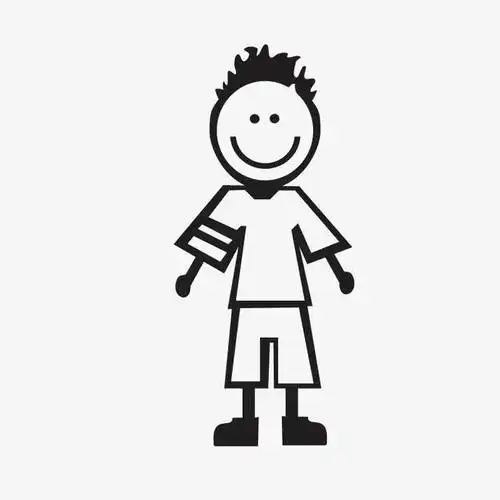 黑色的,水墨,简笔,线条,小人,人物,男孩,酷酷的