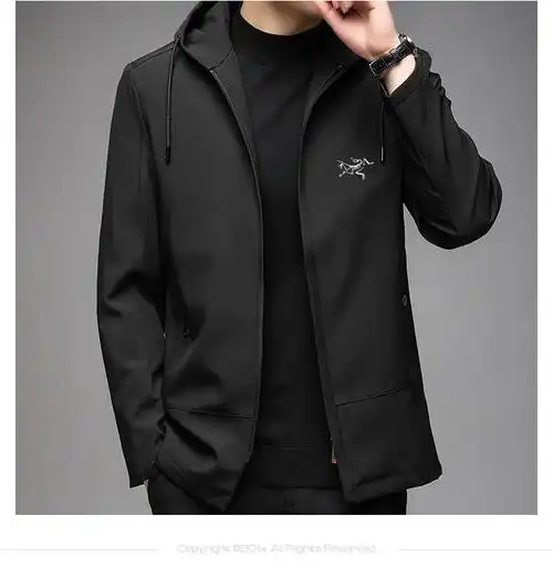 始祖鸟男装外套春秋户外防风运动休闲夹克百搭冲锋衣修身上衣 兰黑