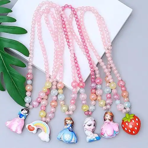 儿童项链女童银项链儿童抖动发光卡通项链女宝宝手链套装小公主抖