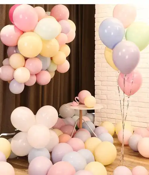 过生日房间布置氛围 网红马卡龙色气球创意婚礼结婚房间儿童生日派对