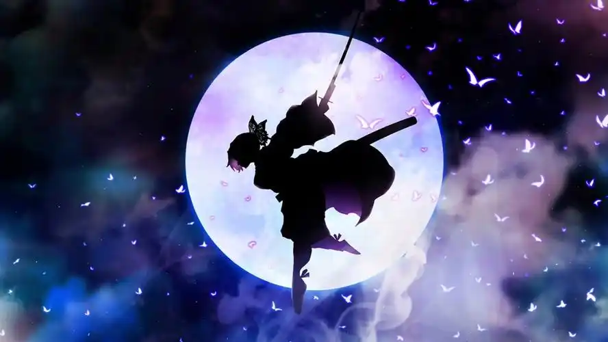 鬼灭之刃人物蝴蝶忍剪影图壁纸_今天是晴天哦-站酷zcool