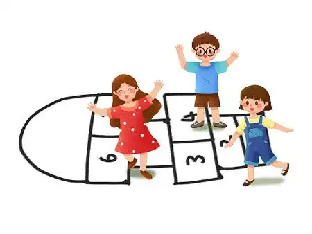 彩色手绘卡通六一儿童节可爱儿童玩游戏跳房子元素png素材