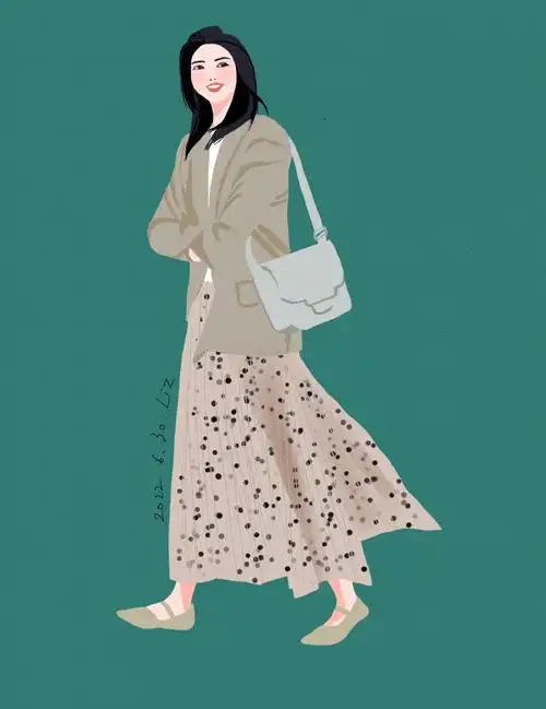 人物手绘插画妖妖摸爬滚打学穿搭