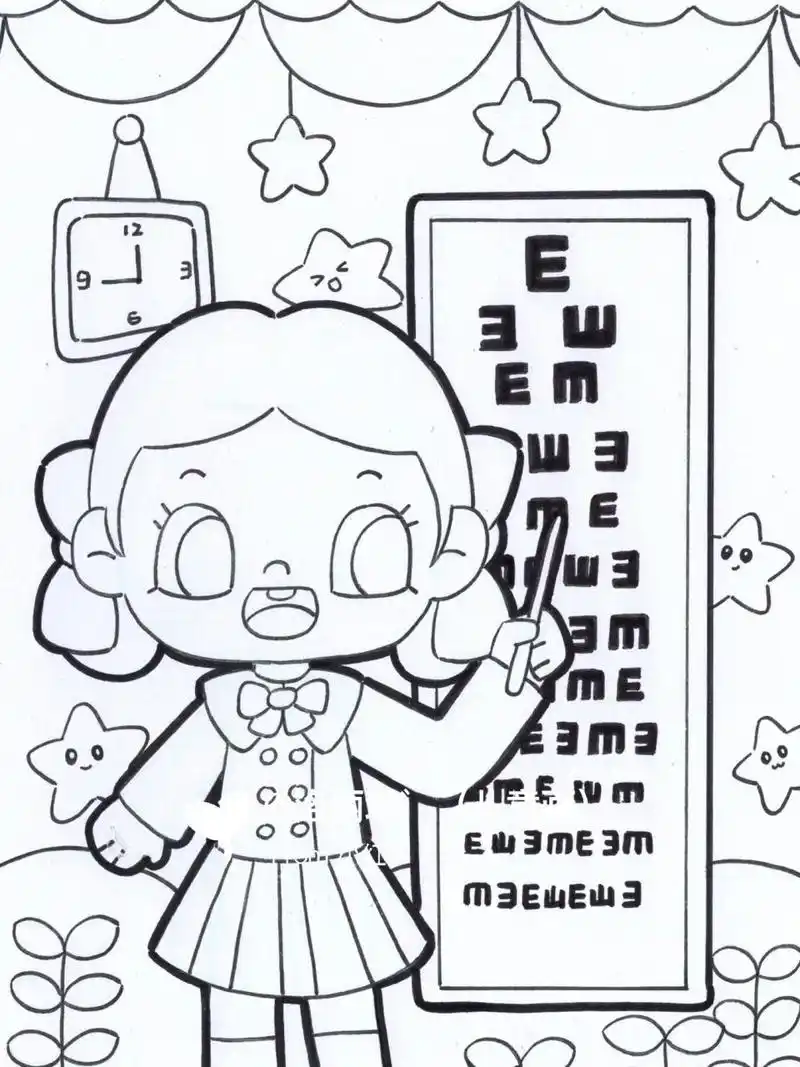 原创幼教考编·系列儿童画 《保护眼睛》 考编·系列主题画是我2023年