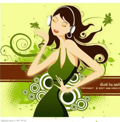 音乐美女图片