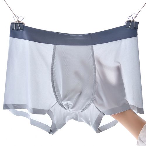 男士内裤冰丝四角内裤无痕潮流性感平角透明超薄男平角内裤