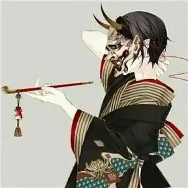 古风美男妖孽和服面具插画头像