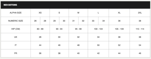 vans 范斯男士下装-xssml品牌尺码表大全_对照表_选码助手_查码工具