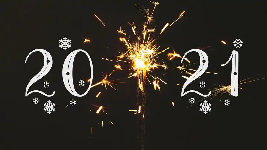 壁纸 2021年新年快乐,火花,光芒