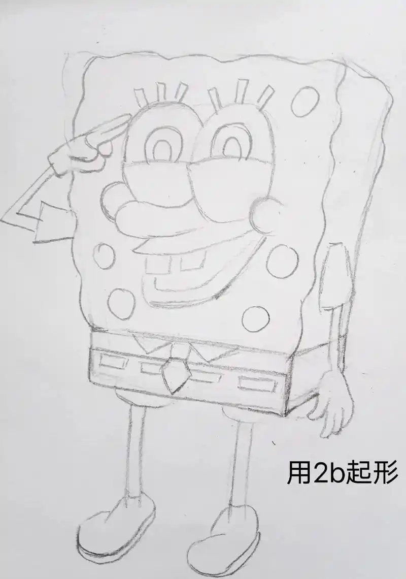 海绵宝宝教程来了,跟着一起画起来吧!#抖音图文来了 #素描基 - 抖音
