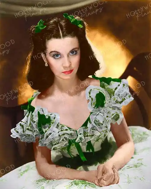 电影#vivien leigh 费雯丽1939年《乱世佳人》青苹果绿的花色裙,搭配