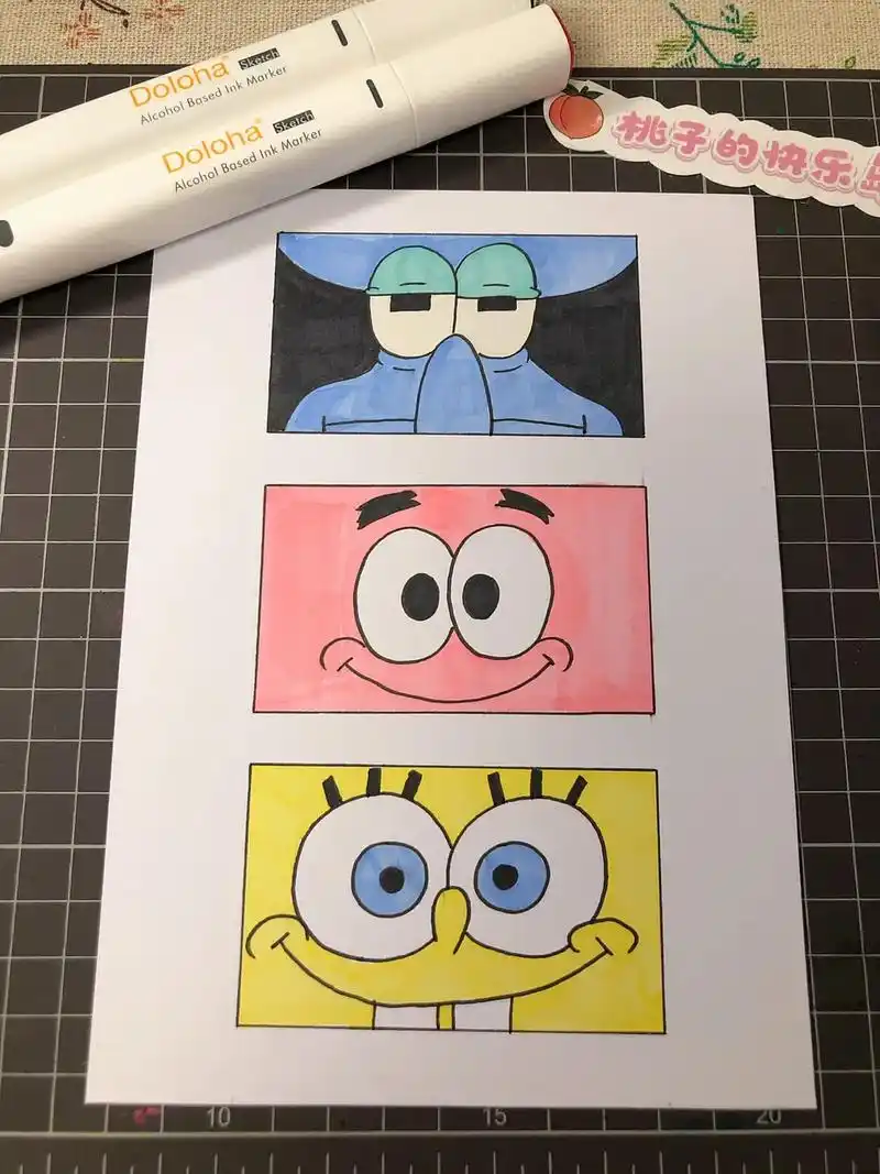 129幅 图文|海绵宝宝卡通画,简笔画,马克笔画. #马克笔 - 抖音