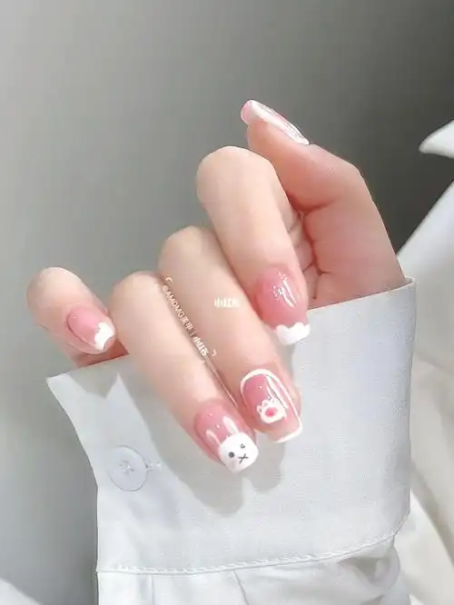 夏季温柔显白可爱兔子美甲