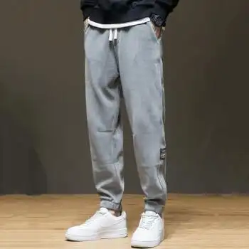 依郎酷卫裤男宽松运动裤男士春季新款灯芯绒束脚休闲裤男生抽绳束脚裤