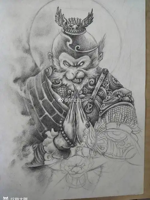 猴子_纹身图案手稿图片_赵金龙的纹身作品集