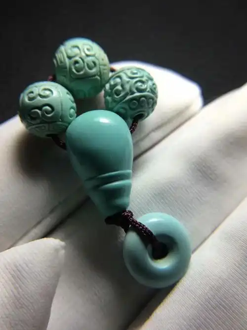 原矿无优化高瓷绿松石顶珠腰珠一体佛头三通 diy佛珠配饰