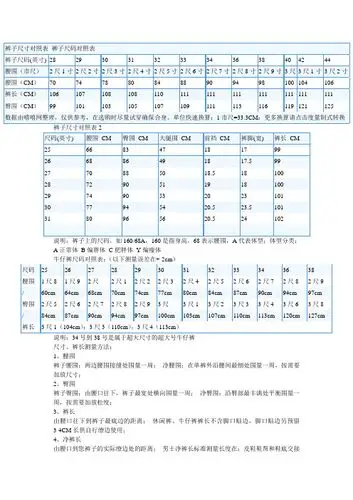 腿围标准对照表 - 百度文库