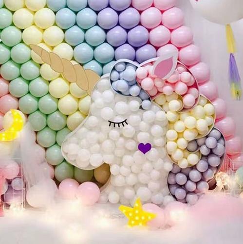 生日布置网红独角兽玛卡色气球造型装饰女孩宝宝派对创意趴体场景