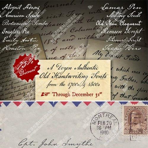 13款唯美欧美宫廷风书写风格英文字体信件书写otf ttf