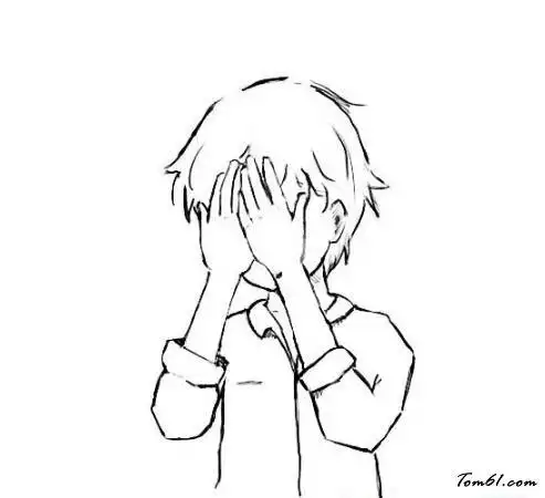 儿童弯腰捂脸的简笔画