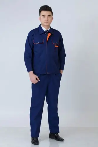 厂家批发定制舒适面料长袖工作服 定做车间汽修长袖套装