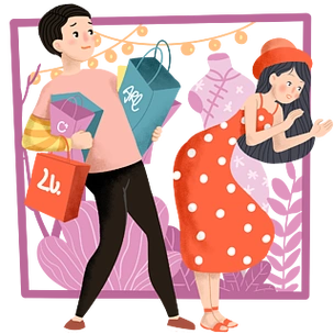 情人节逛街的情侣