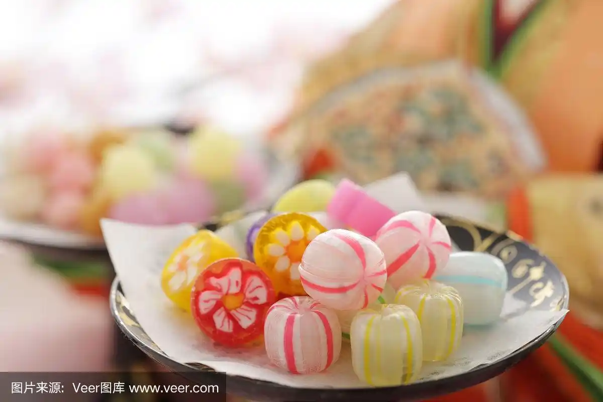 五颜六色的日本传统糖果