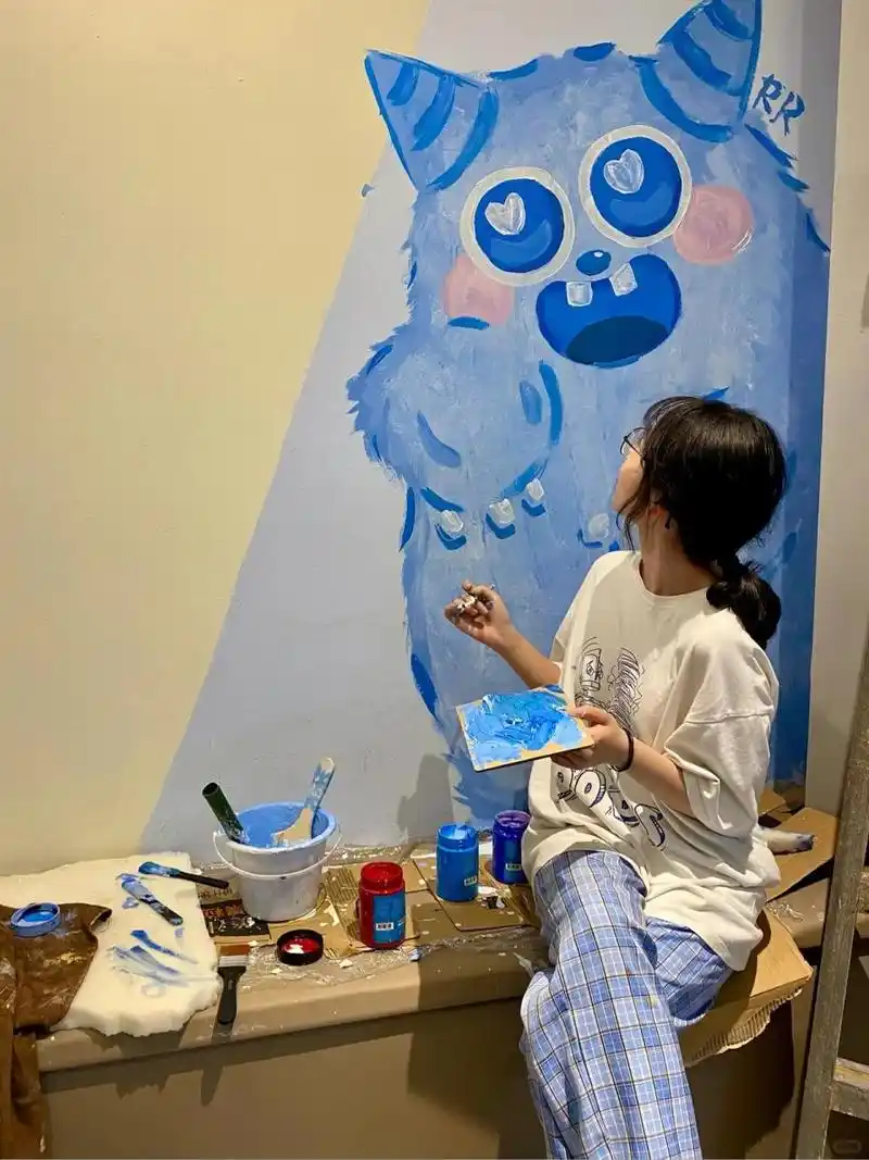 美院生墙绘|烧烤店日系治愈风