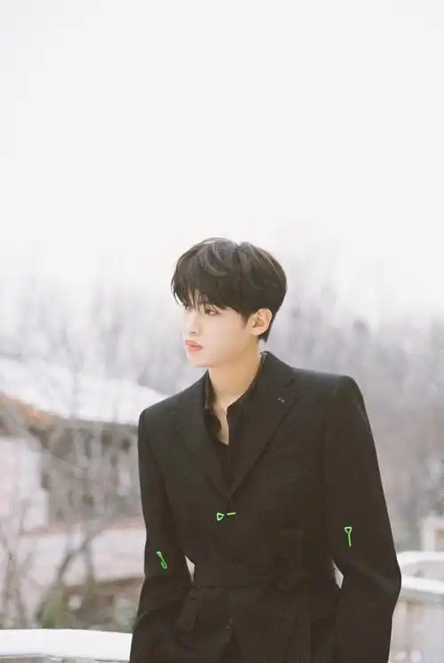 黄明昊网络视听年度盛典造型图黑色西装又酷又拽氛围感十足