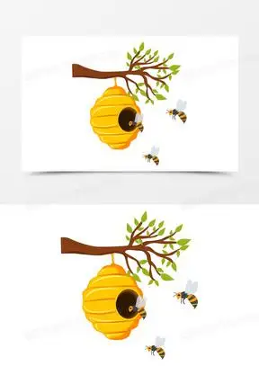 手绘树枝挂马蜂窝矢量元素