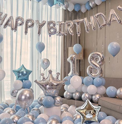 生日快乐派对场景布置男女孩气球惊喜网红背景墙轻奢风周岁装饰品