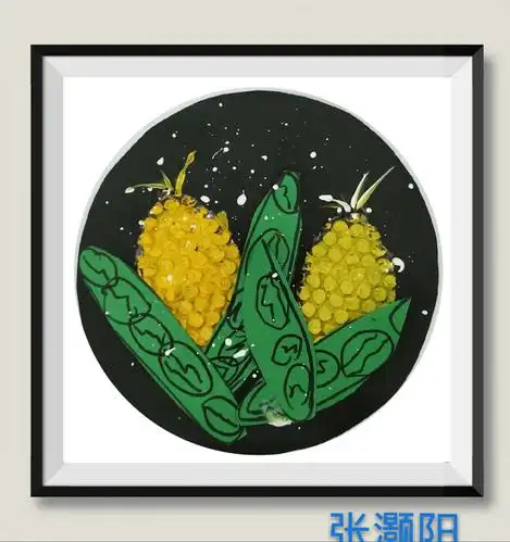 长岐镇中心幼儿园兴趣美术班创意颜料画《小玉米》