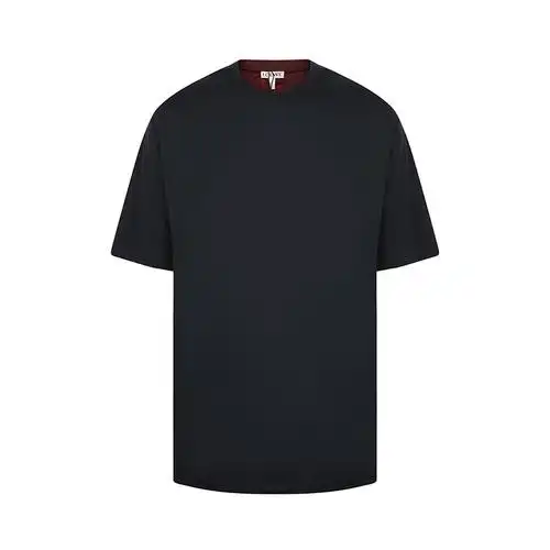 loewe/罗意威 深蓝色/酒红色拼色棉质男士短袖t恤