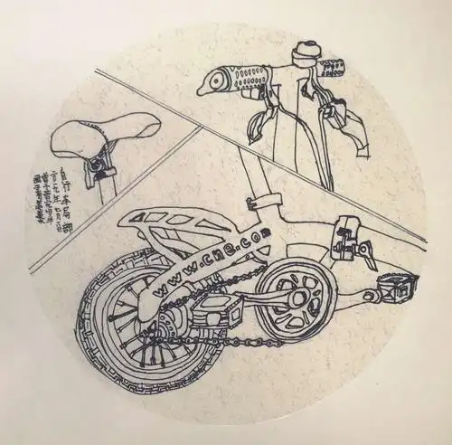 线描交通工具——《自行车局部一》