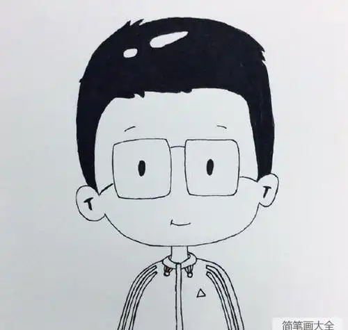 戴眼镜的小男孩简笔画