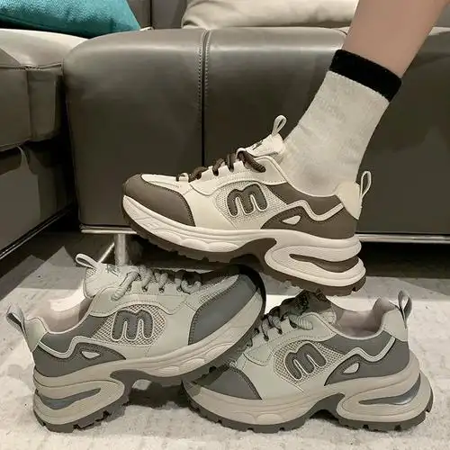 欧洲站老爹鞋女春秋2024新款厚底超火学生小白增高轻便休闲运动鞋