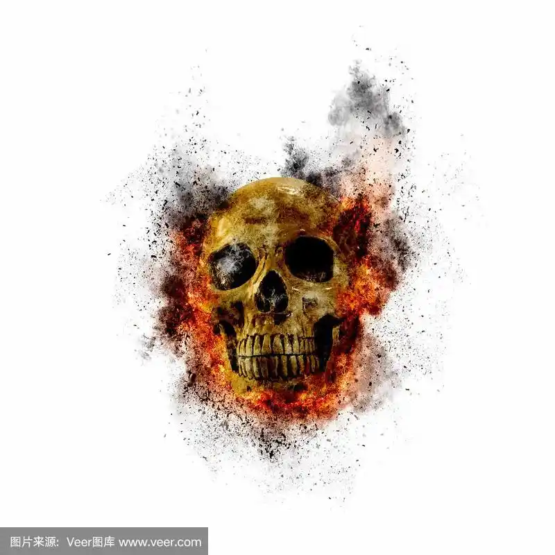 骷髅火焰白色背景上的火焰效果