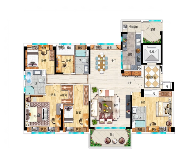 碧桂园江与城2期5房2厅3卫_碧桂园江与城户型图-清远搜狐焦点网