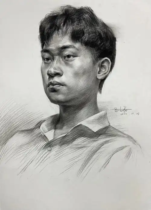 素描头像男青年标准化步骤解析