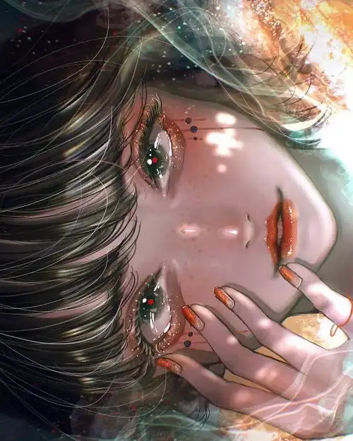 画师「yun」作品欣赏:厚涂女孩子人物插画——令人着迷的眼神杀