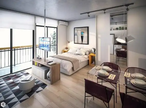 现代一居开间卧室装修设计图