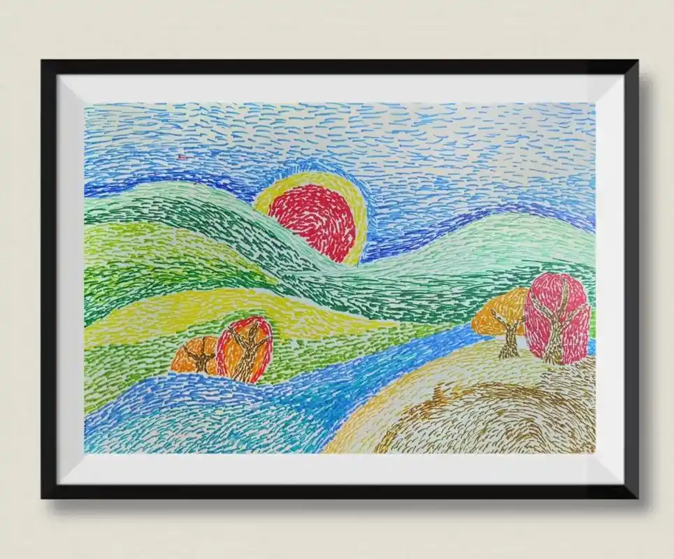 点彩画.#少儿美术教育 #儿童创意美术作品 #画画96 #作 - 抖音