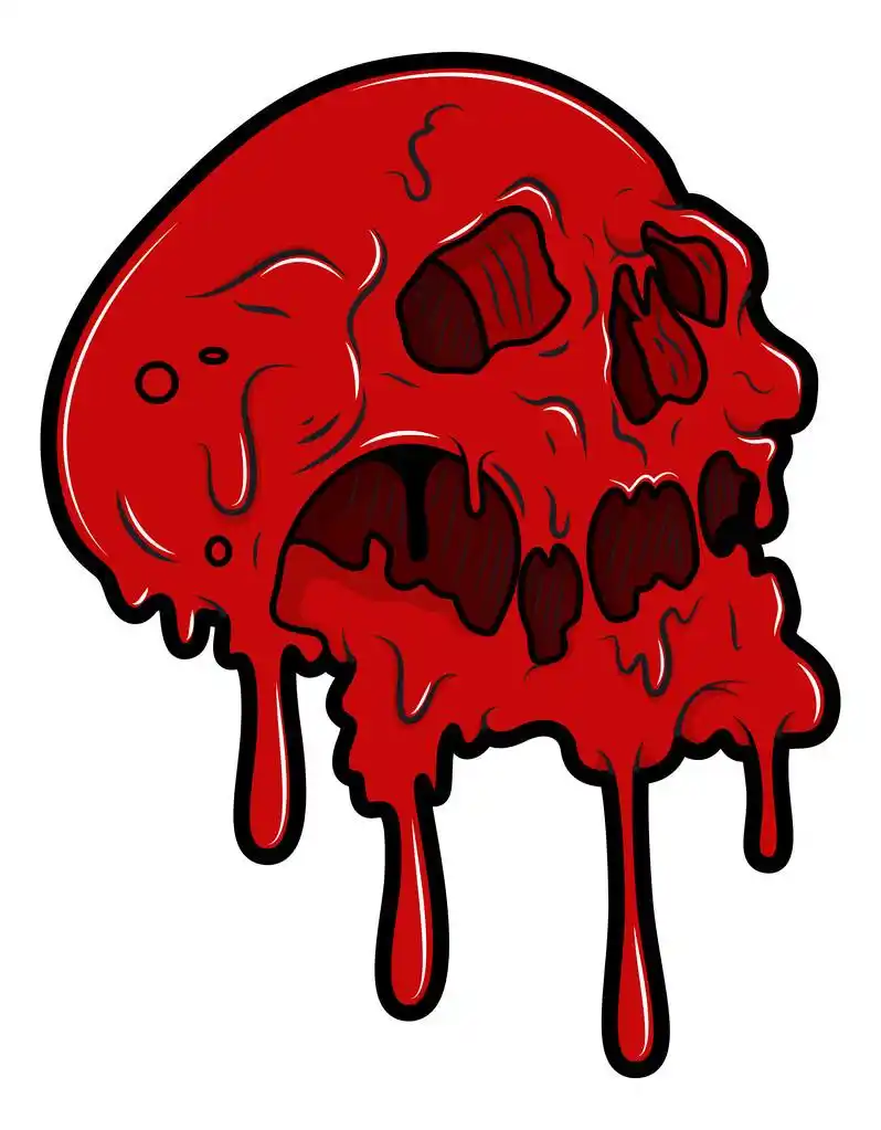 红色骷髅纹身矢量,绘画艺术的血滴从红色骷髅纹身矢量图