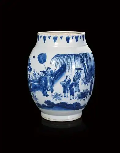 【明崇祯 青花人物纹莲子罐】拍卖品_图片_价格_鉴赏_明代青花瓷器