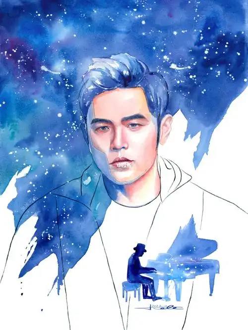 水彩人像 周杰伦 手绘
