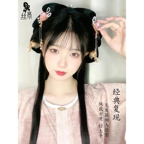 汉服假发一体式懒人发箍发束软发髻古代头饰造型假发古装盘发发包